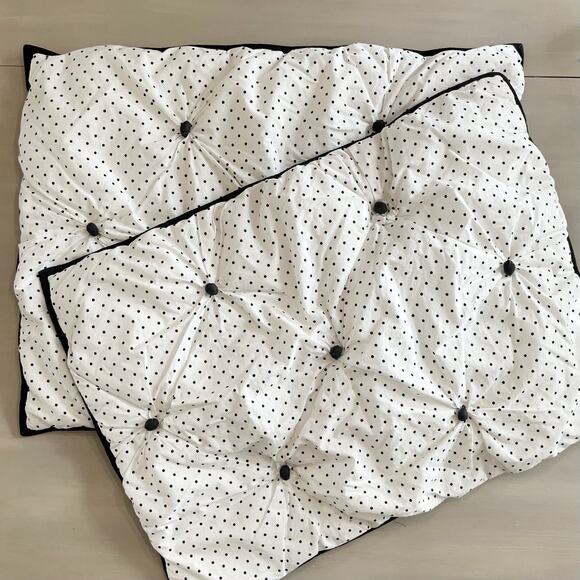 Set/2 Pottery Barn Emily & Meritt Standard Shams Tufting Polka Dot White Black - Picture 1 of 8